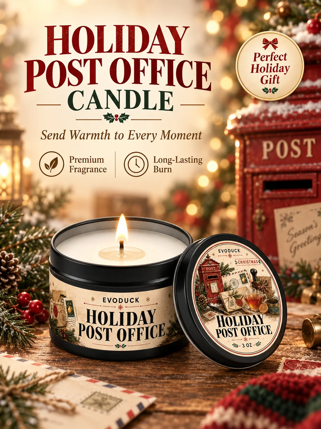 Christmas Scented Candles Gift Set 3oz Tins, Choose 1, 2 or 8 Pcs, 8 Holiday Scents, Gift Box & Card, Xmas Gifts for Family
