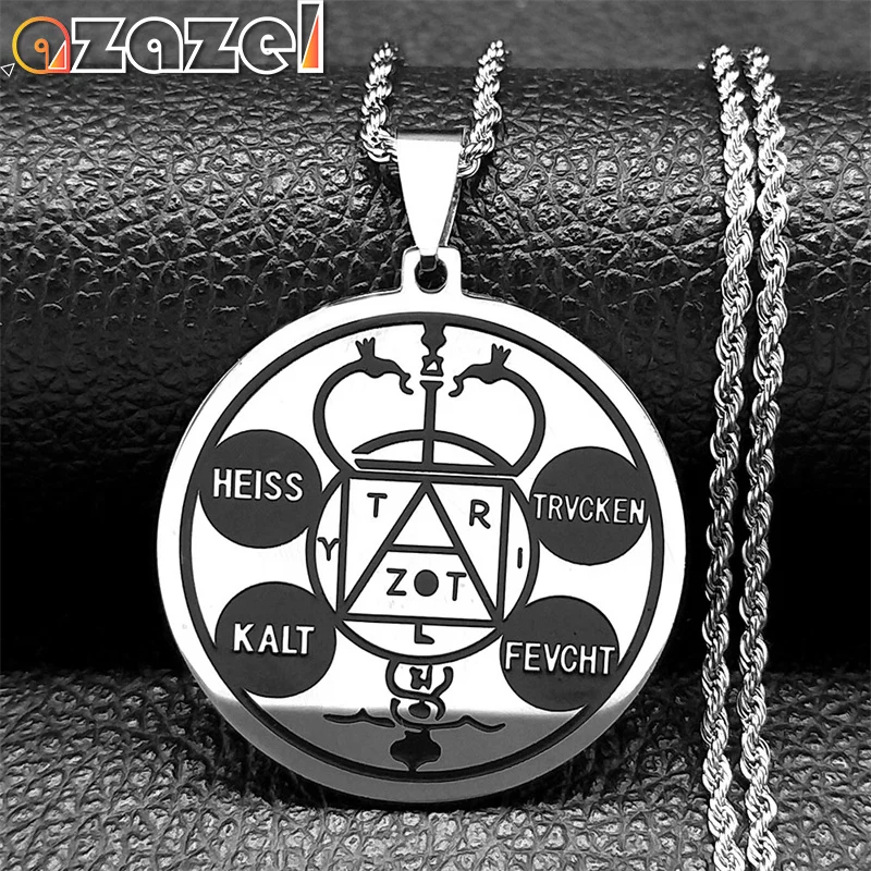 VITRIOL Alchemical Necklace Men Women Stainless Steel Silver Color Alchemy Amulet Kabbalah Talisman Necklaces Jewelry N1289S08