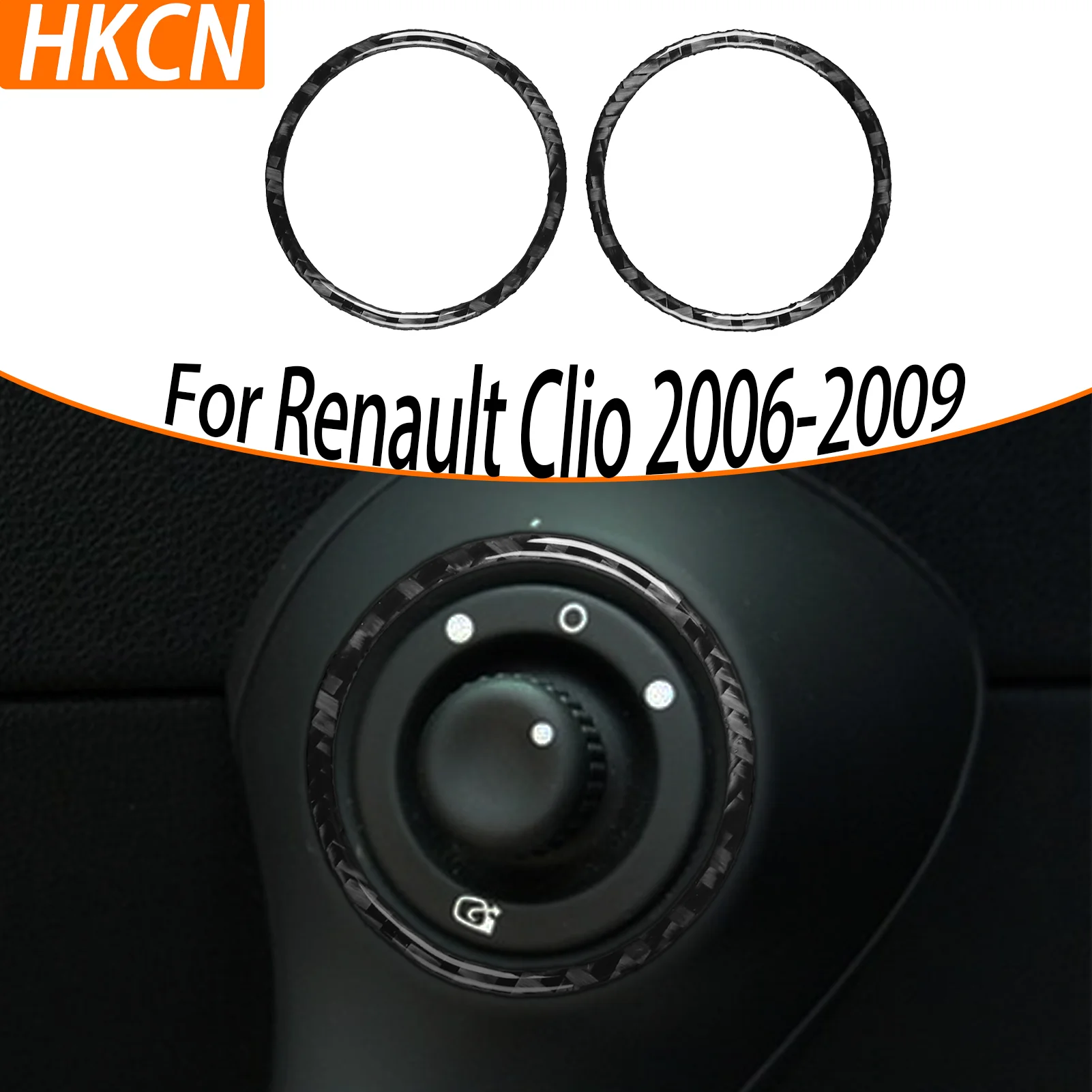 

For Renault Clio 2006-2009 Car Door Handle Ring Lock Pin Panel Circular Decorative Carbon Fiber Car Interior Accessory Sticker