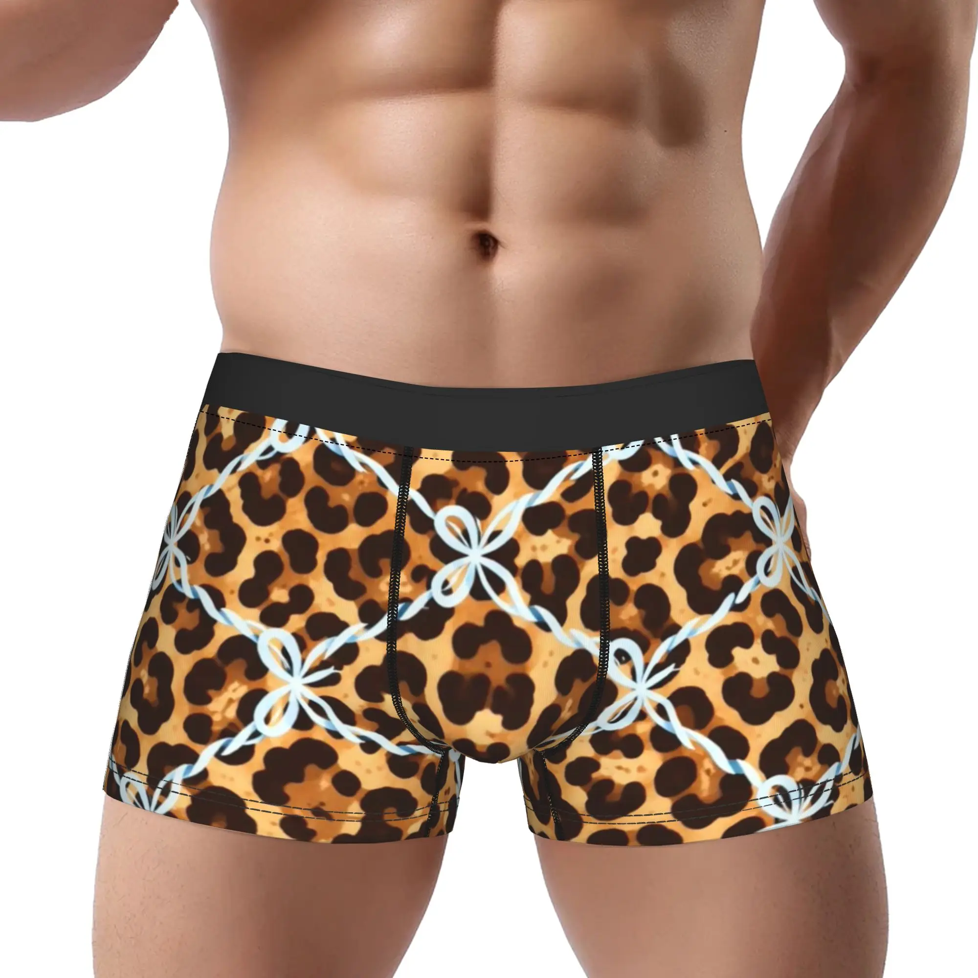 Leopard Cow Mix Animal Skin Seamless Pattern  Underpants Breathbale Panties Male Underwear Ventilate Shorts Boxer Briefs