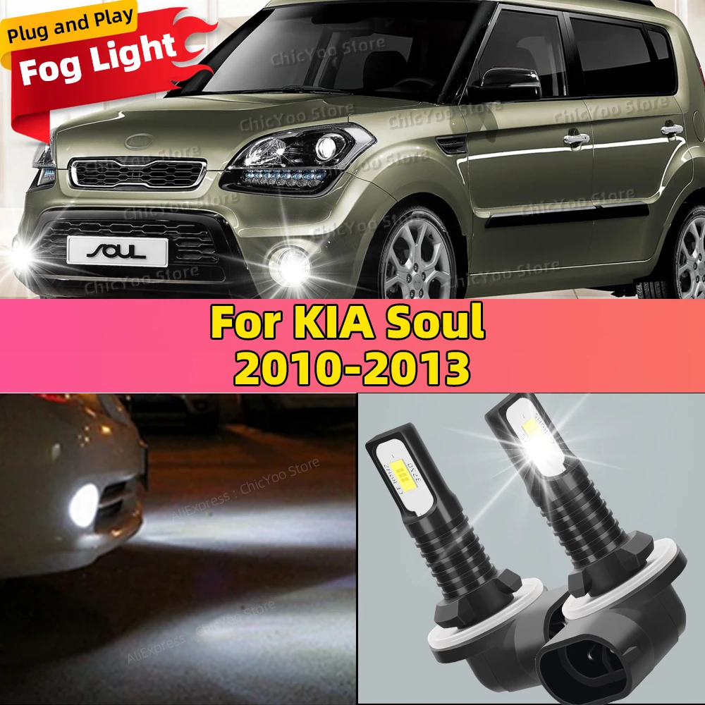 20000LM Auto Fog Lamps Canbus Car Fog Lights 6000K White 12V For KIA Soul 2010 2011 2012 2013 Crisp Cut-Off Line Anti-Glare