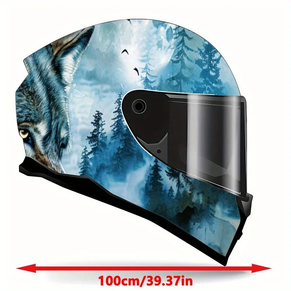 Ink - Wash Wolf Shadow PVC Motorcycle Helmet Vinyl Wrap, Self-Adhesive Waterproof Sticker, Anti-Scratch Decorative Film for Full