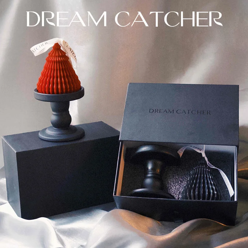 xmsj Vintage Torch Shaped Scented Candle Black Pedestal Holder Solid Wax Candle 7-15 Days Long Lasting Home Decor Aroma Gift