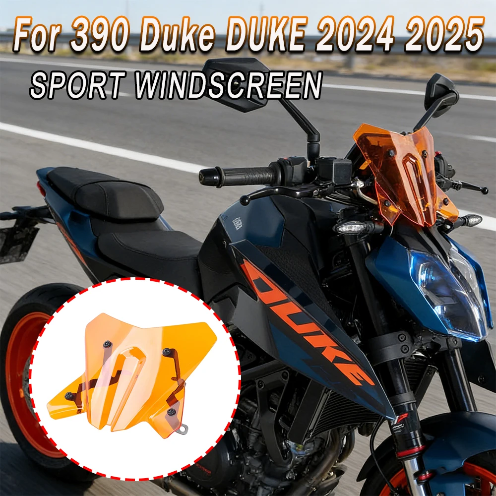 

NEW FOR 390 Duke 2024 2025 Sport Windscreen Sport Front Wind Deflector Fairing Kit Motorcycle Accessories Orange Gray