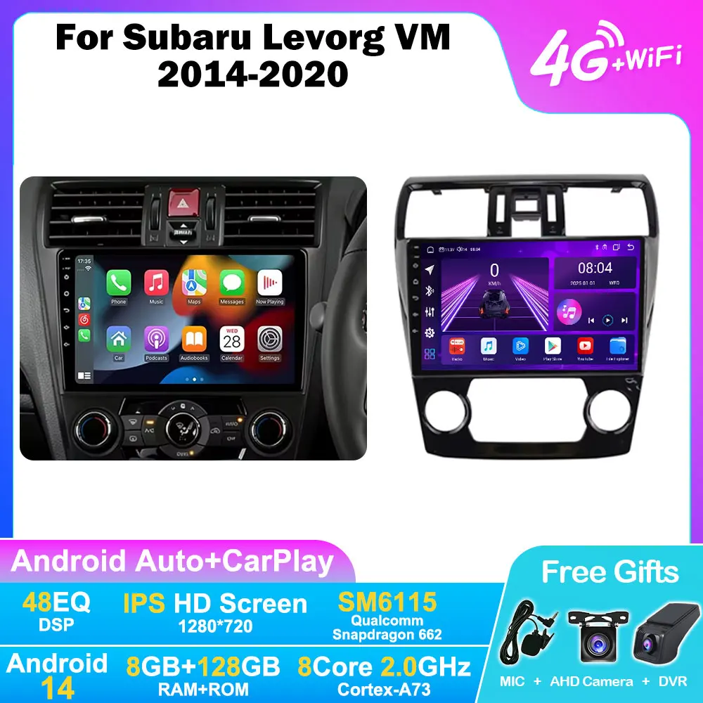 Android 14 Car Radio For Subaru Levorg VM 2014-2020 9inch Carplay Auto GPS Navigation Multimedia Player Stereo 4G Intelligent BT