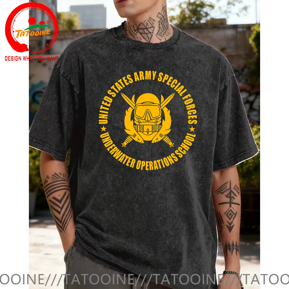 

Vintage Washed Cotton T-Shirt US Army 82nd Airborne Special Force Underwater T Shirt Fashion Trendy Shirt Casual Clothing tshirt