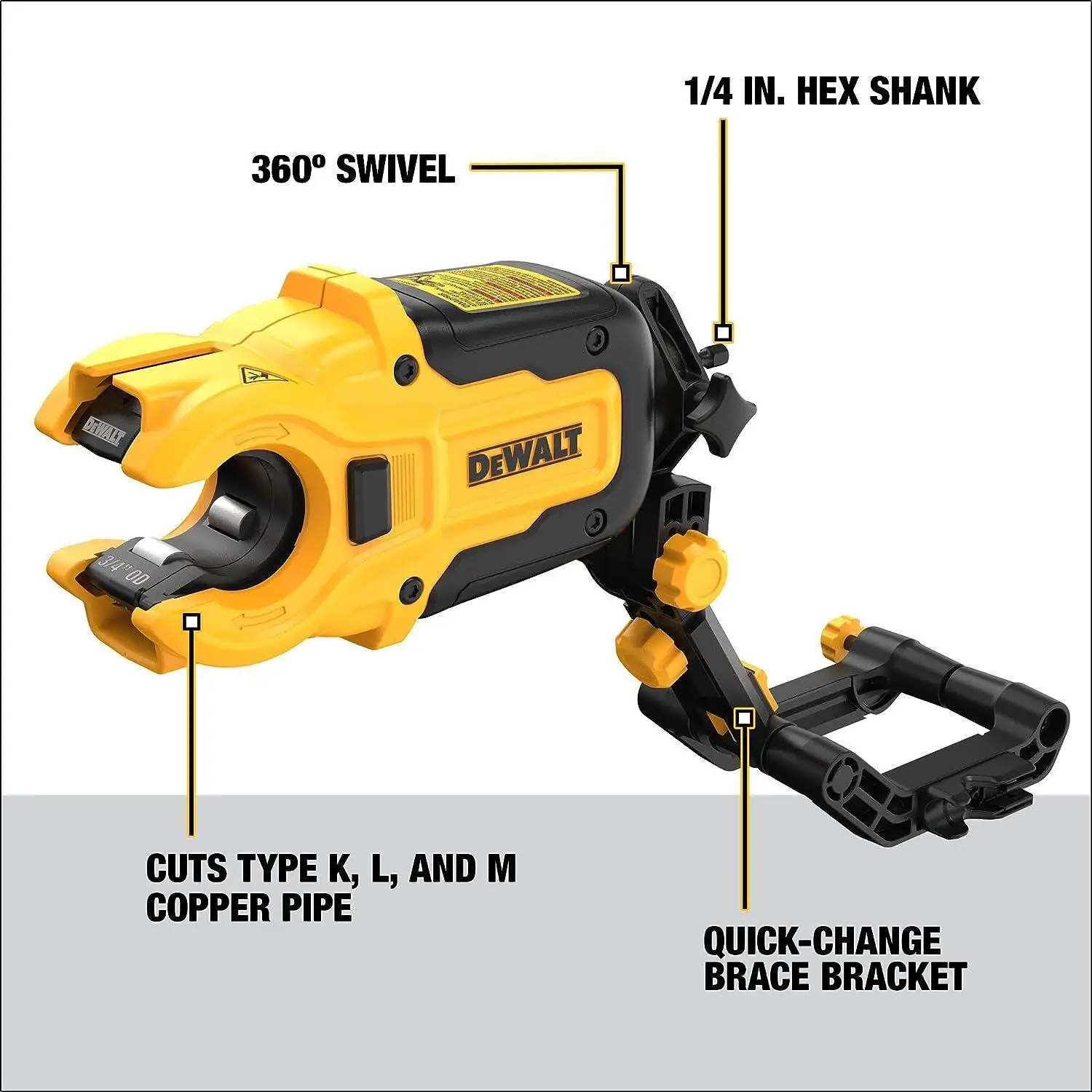 DEWALT Impact Ready Copper Tubing Cutter with Brace Bracket Impact Driver Attachment Power Tools Accessories DWACPRIR