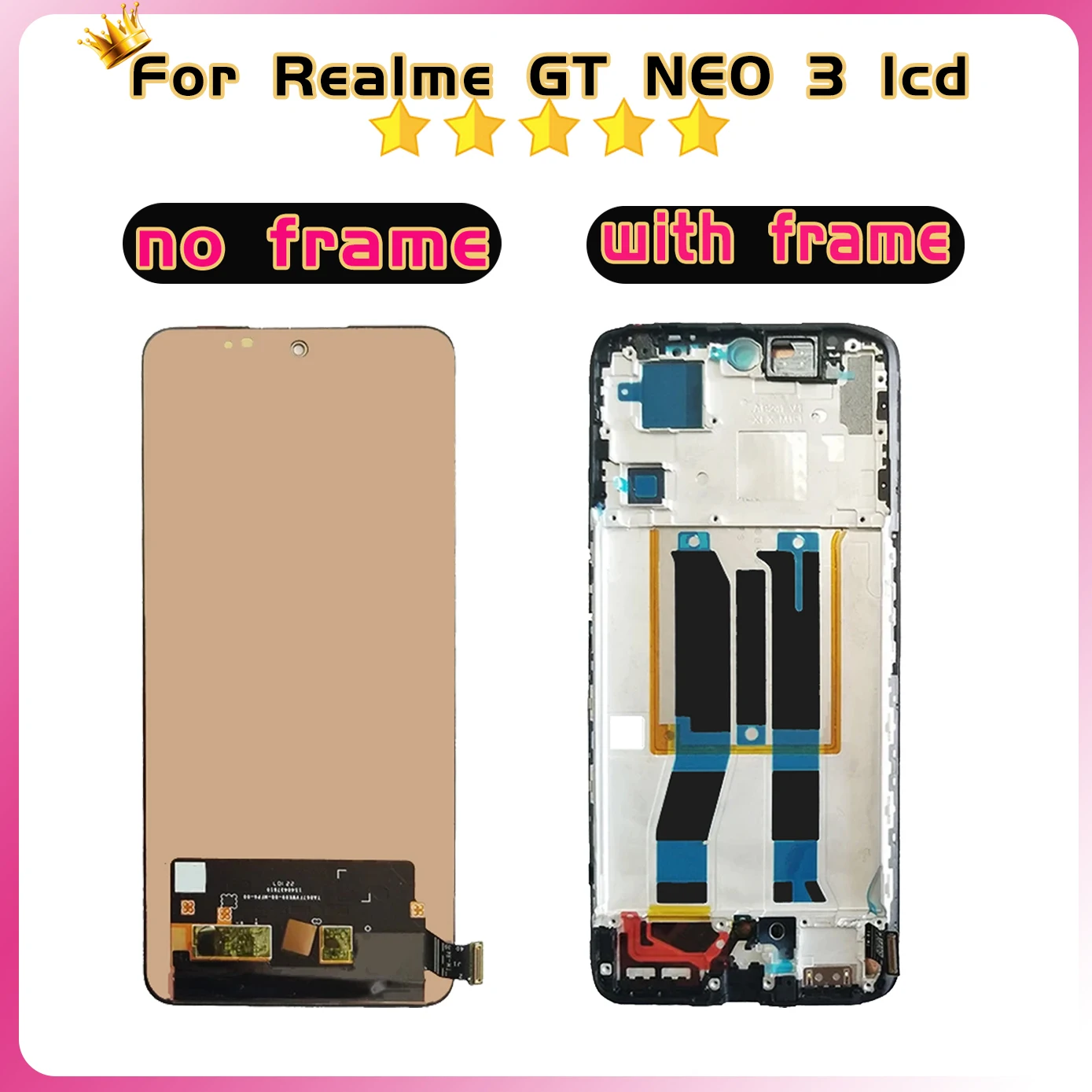 High quality Lcd For Realme GT NEO 3 RMX3561 RMX3560 RMX3563 LCD Display Touch Screen Replacement Digitizer Assembly with frame