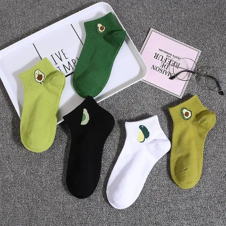 

5 Pair Women Socks Cotton Harajuku Cartoon Women's Cotton Socks Hamburger Fries Fruit Funny Socks