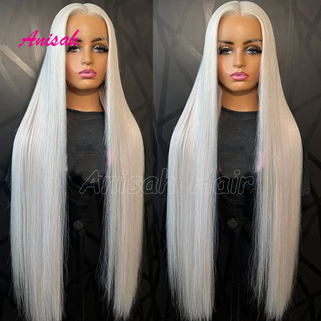 Platinum Blonde Long Straight Human Hair Wig 13x4 Transparent Lace Frontal Wig Glueless With Baby Hair For Black Women