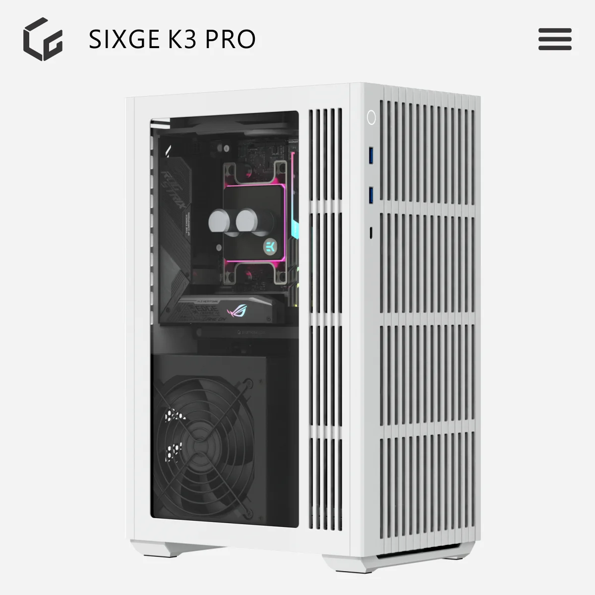 2022new SIXGE K3PRO vertical itx case, vertical air duct, A4 water-cooled Formed T1 SSUPD NR200