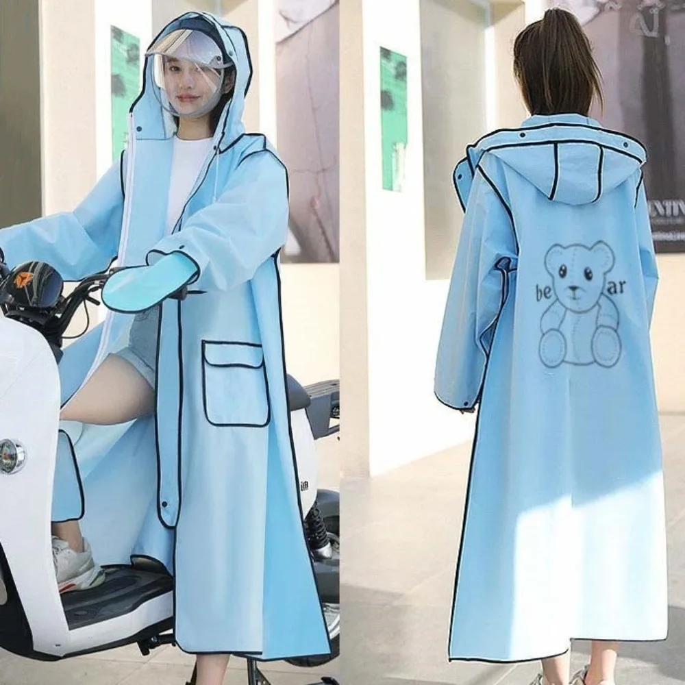

Fashion Waterproof EVA Long Raincoat Electric Scooter Thick Hooded Rain Jacket Rain Cover Zipper Motorcycle Raincoat Adults