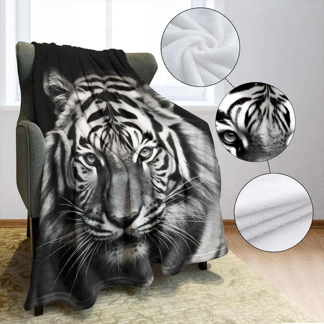 النمر الأبيض رمي رقيقة بطانية الحيوانات المطبوعة خفيفة الوزن للأريكة ديكور المنزل هدية للأسد النمر الأيائل الدببة الكلاب القطط عشاق