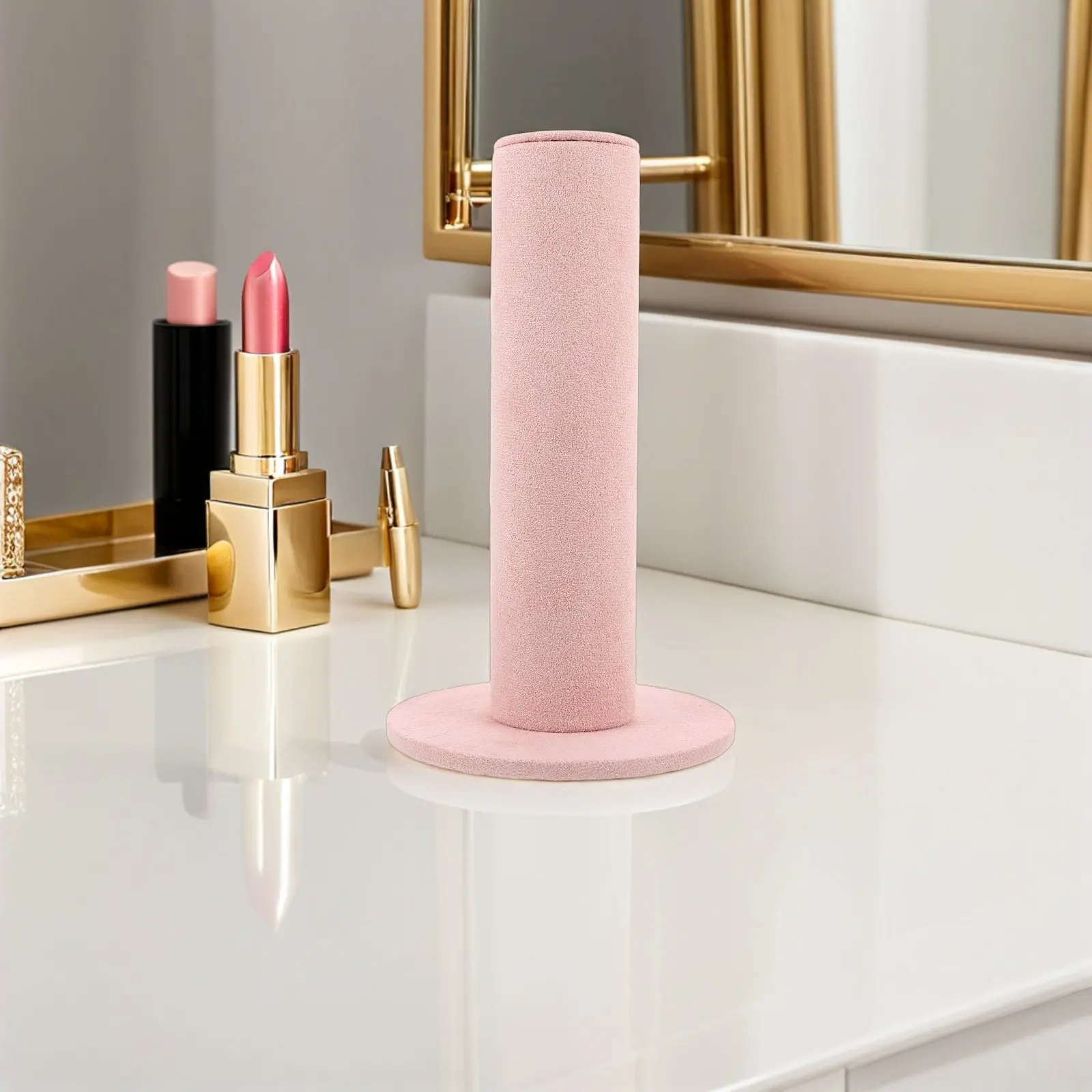 

Pink Jewelry Display Stand for Headbands Bracelets Hair Ties Organizing Tabletop Vanity Decor Stylish Space Saving Elegant