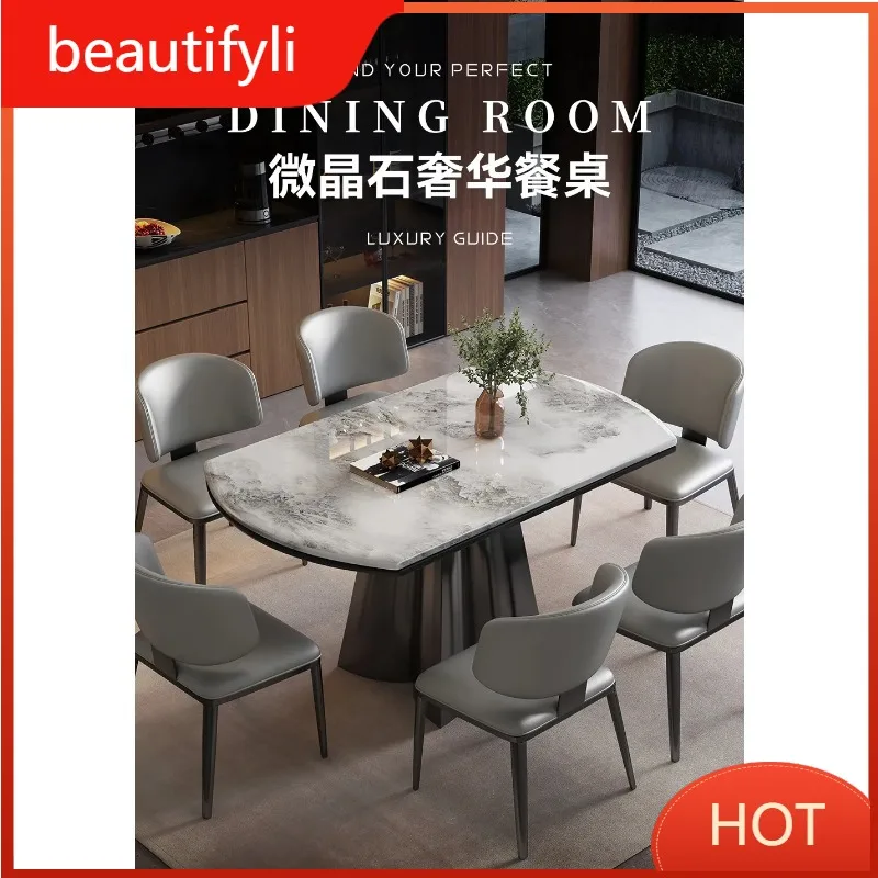 A139 Marble retractable square two-purpose dining table and chair combination luxury minimalist Dining Tables Dining Room Furnit
