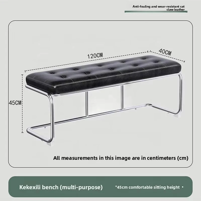 Nordic Vintage Metal Bench Shoe-Changing Home Use Makeup Dressing Room End-Of-Bed Retro Footstool with Storage Function