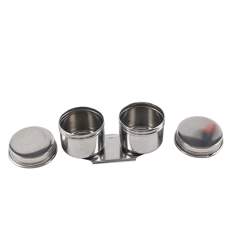 1PC Oil Pot Stainless Steel Oil Painting Double Palette Cup Oil Painting Palette Cup with Lid Portable Oil Paint Container Cups