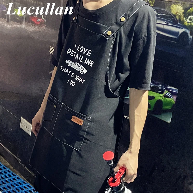 Lucullan Auto Detailing Working Apron Waterproof Anti-oil Work Clothes For Car Wash Care Store Accept Custom Print Logo