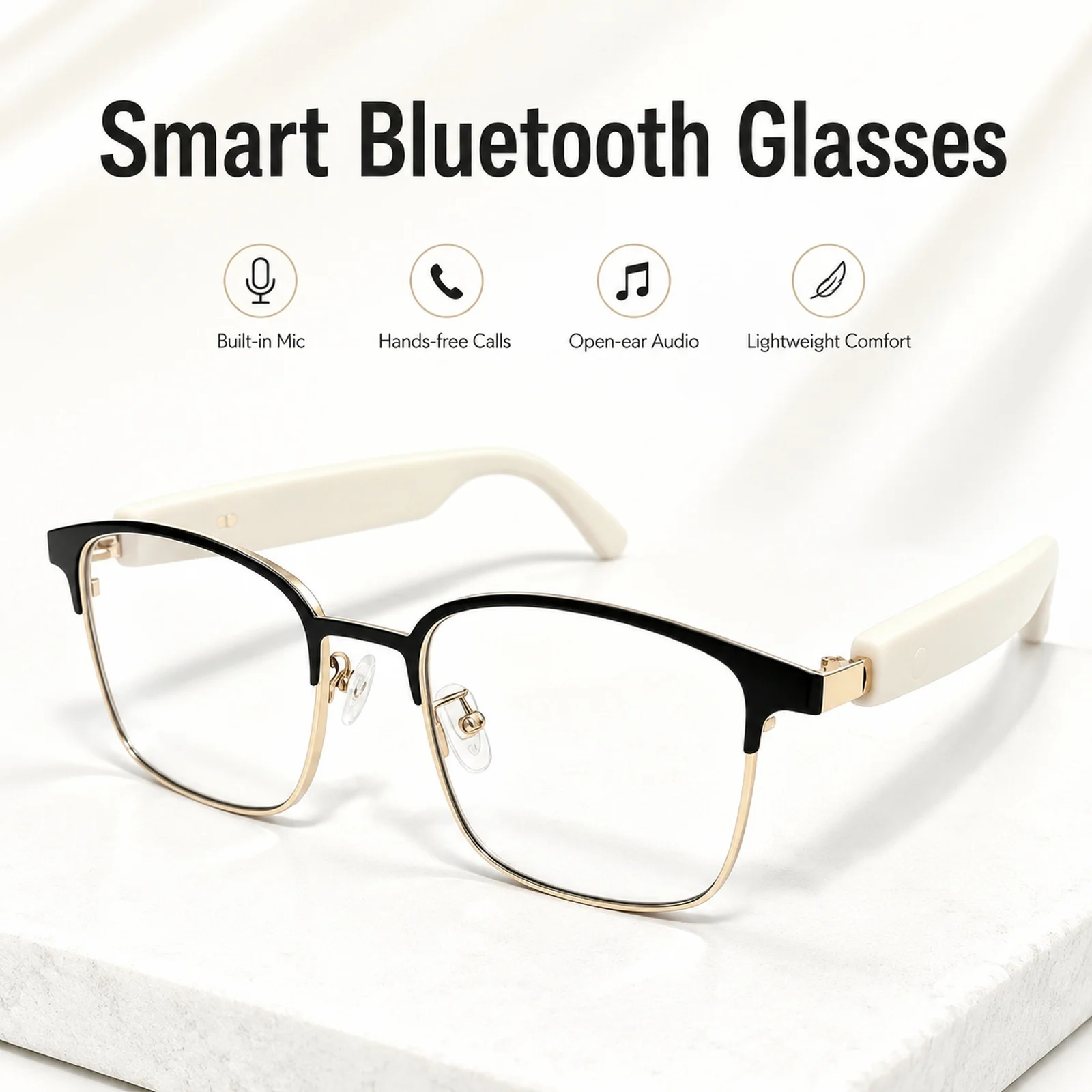 Lunettes Bluetooth à oreilles libres pour le bureau et la conduite, lunettes de soleil photochromiques, lunettes intelligentes à commande vocale IA pour un usage quotidien
