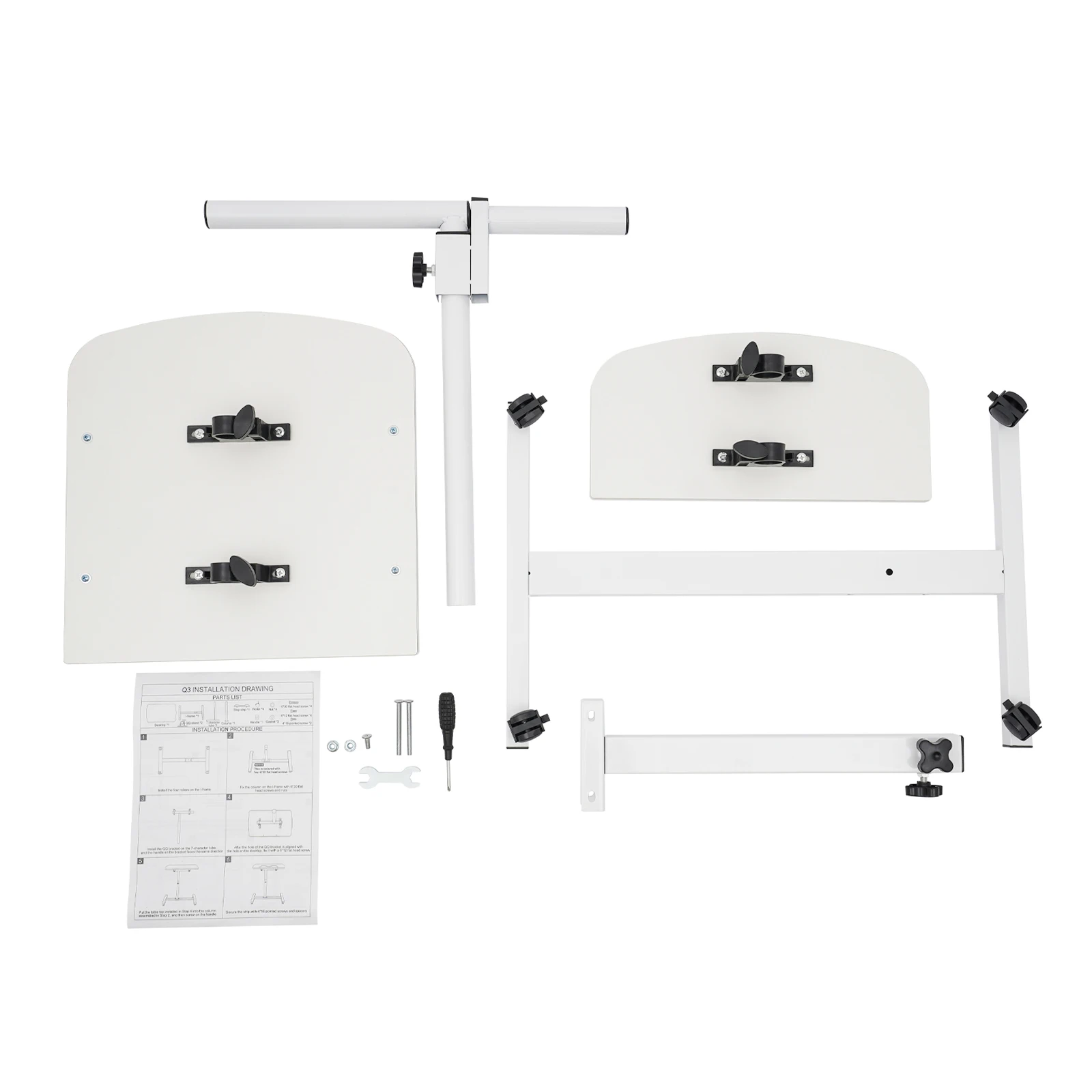 Rollbarer Laptop-Ständer Schreibtisch 360° ° Drehbarer Tisch mit verstellbarer Höhe, ergonomisch, weiß, für das Heimbüro – Detail 8