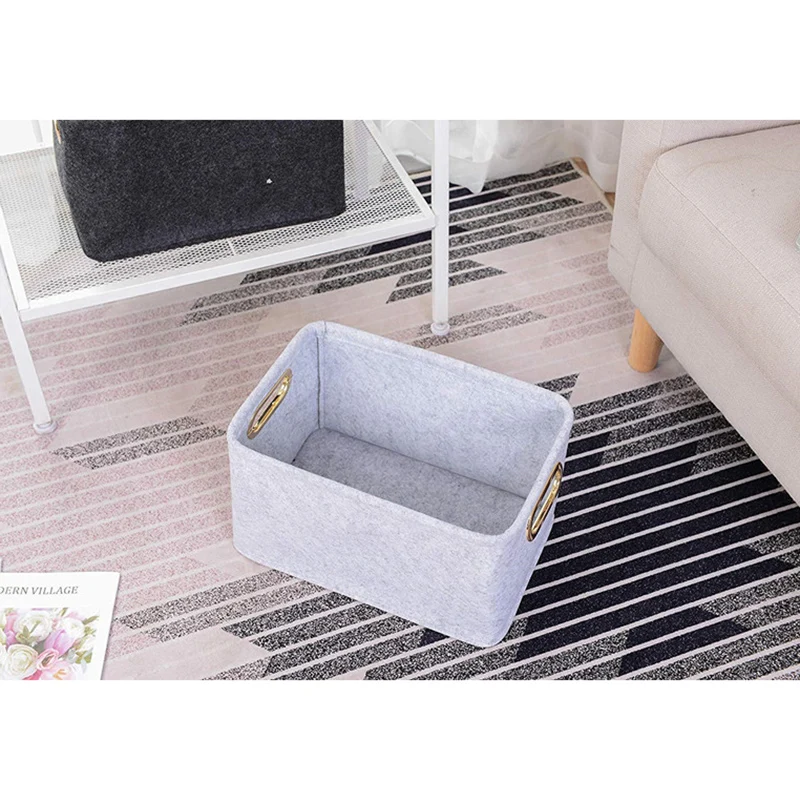 Collapsible Storage Bins Foldable Felt Storage Basket Organizer For Clothes Home Sundries