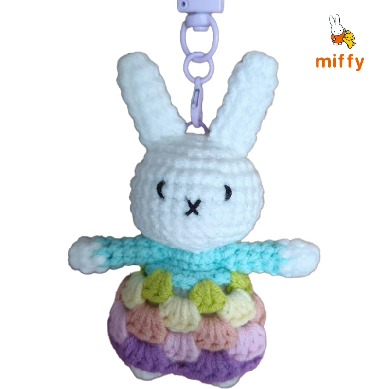 Urocza pluszowa lalka Miffy, ręcznie robiona, szyta na szydełku, seria puszystych pluszaków, kreatywny pluszowy breloczek, akcesoria anime, prezenty.