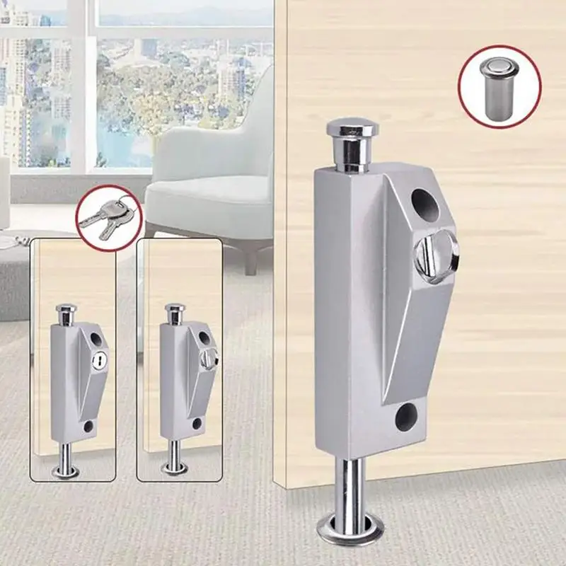 High Security Glass Door Spring Bolt Lock Solid Aluminum Alloy Floor-standing Mortise Lock for Jewelry Store Luxury Shop