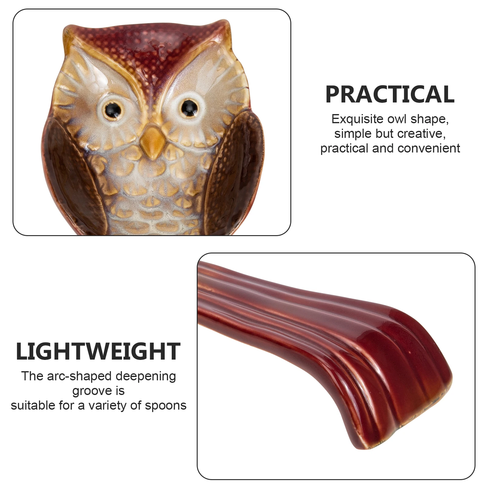

Ceramic Spoon Holder Owl Design Kitchen Scoop Rest Practical Spoon Rack for Soup Rice Spoons Restaurant Use