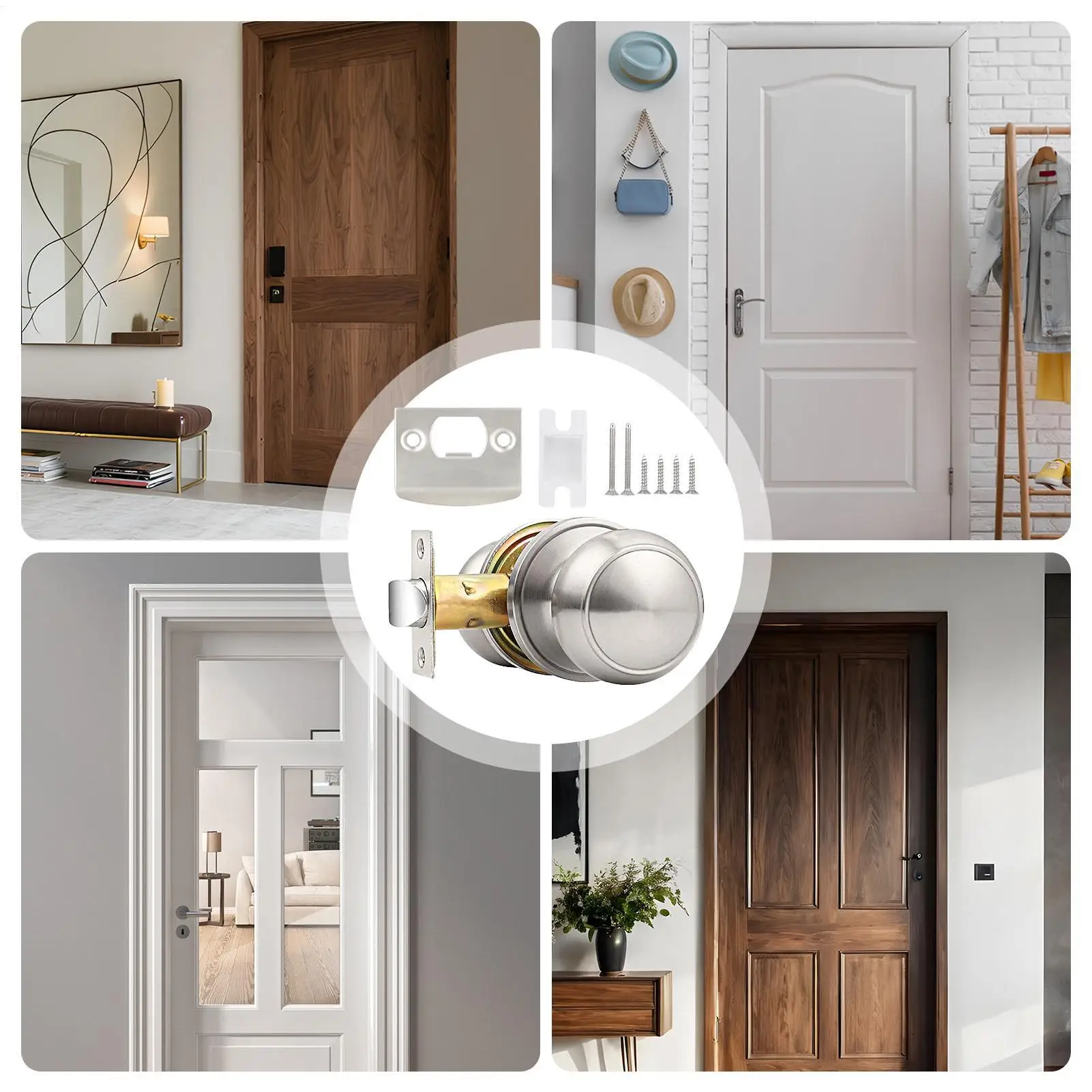 Exterior Door Lock Set Exterior Door Handles Keyless Hardware With Screw Latch Plate For Outside Inside School Home Security