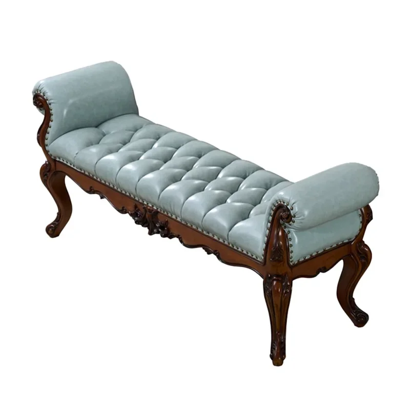 Mahogany American style bedside stool All solid wood leather bedside stool Simple bedside stool Bench J567