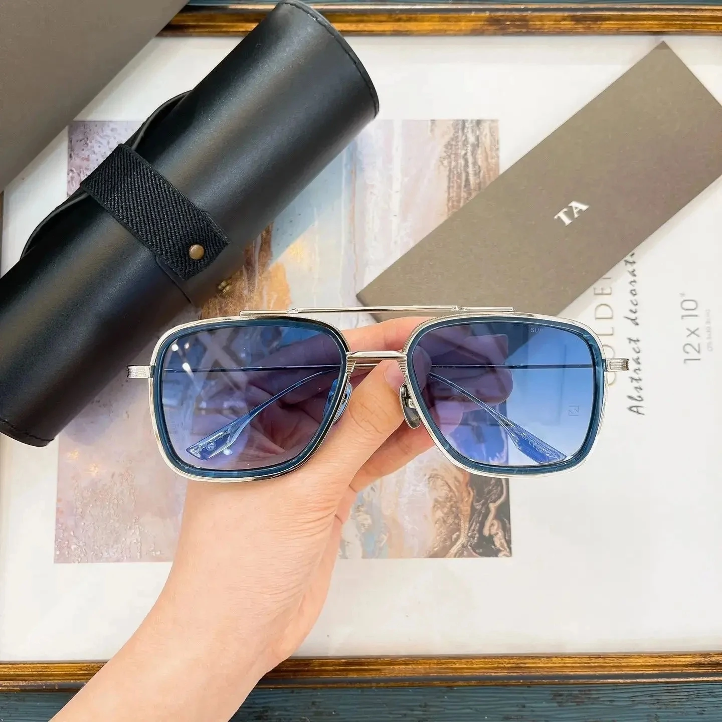 

Authentic For DIYTA DT SUBSYSTEM-TWO DTS142 Fashion Men Women Sun Glasses UV Gradient Blue Lenses Male Couple Eyewear With Box