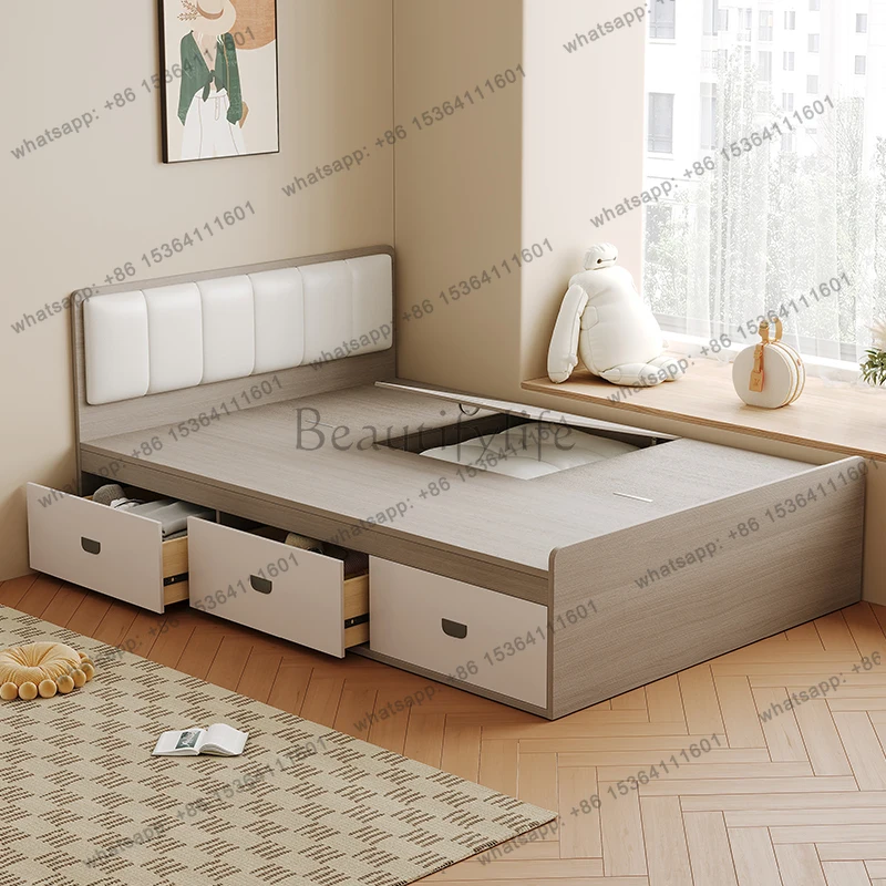 

X4 Wood Minimalist Storage Bed Single Tatami Cheap High Quality Apartment Bed Customizable Small Family Muebles Bedroom Furnitur