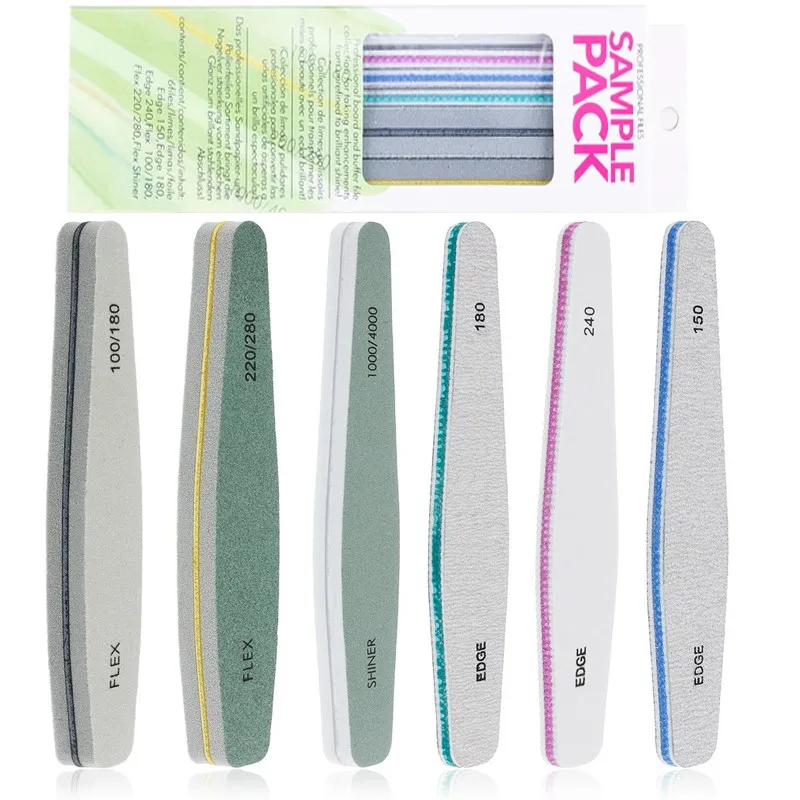 6pcs Nail Buffer File Block File Nail Polisher Washable Double Sided Emery Boards Grit 100/150/180/220/240/280/1000/4000 Buffer