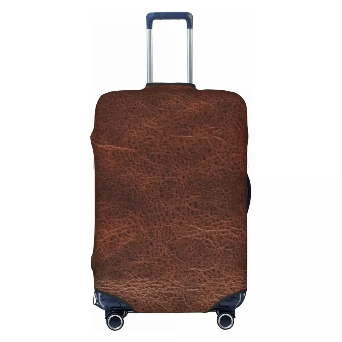 Custom Brown Leather Design Suitcase Cover Dust Proof Vintage Textures Pattern Travel Luggage Covers for 18-32 inch