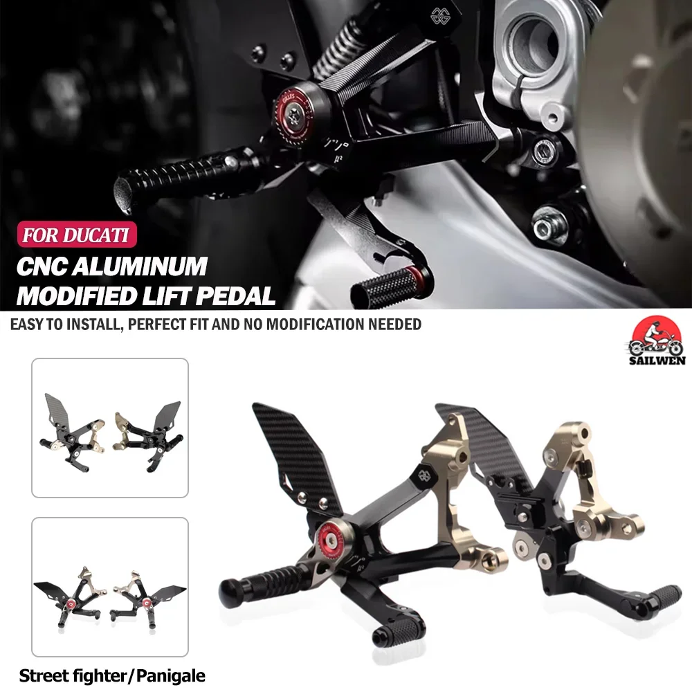 

For Ducati Street Fighter V4 2018-2024 PANIGALE V4S V4 V4R V4 Motorcycle whole CNC & Carbon fiber Racing Rearset