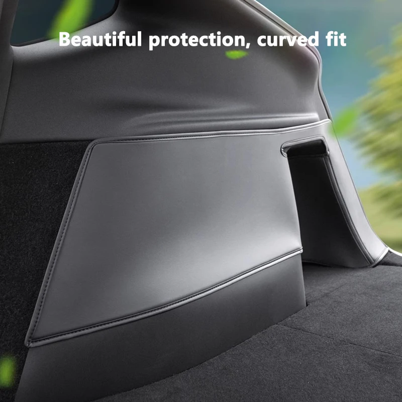 Para Tesla Model Y Juniper 2025, maletero trasero, almohadilla antipatadas de ambos lados, revestimiento de carga de cuero PU, protectores de esquina de superficie, cubierta protectora