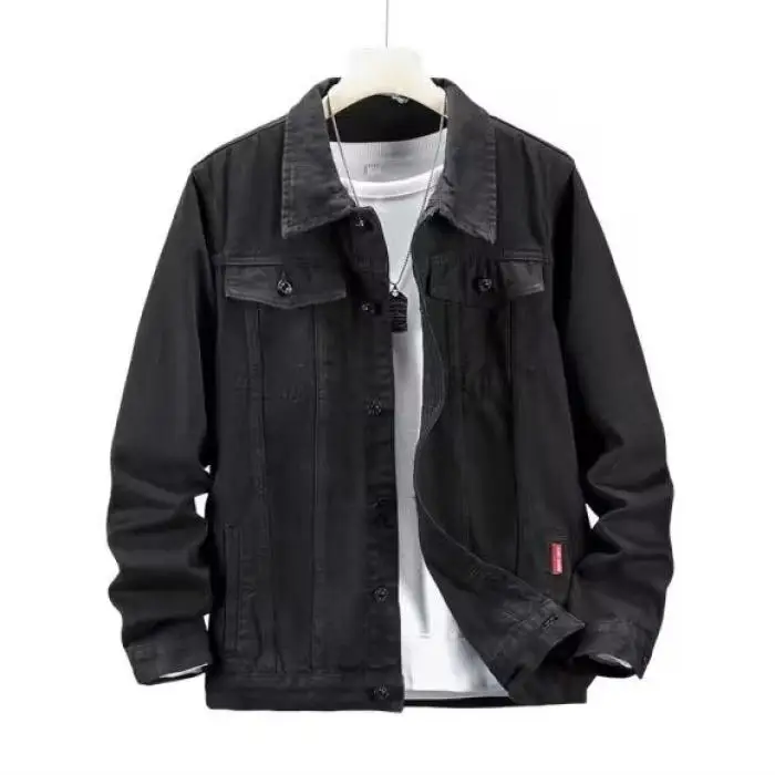 

Весенний модный спортивный джет для подростков и мужчин, джинсовый воротник с маркировкой, сли, корейская версия, подставка из полиэстера