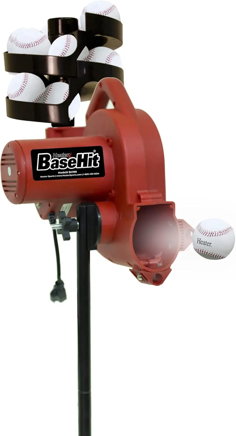 Máquina lanzadora de béisbol ajustable Sports Base Hit Lite: velocidad de lanzamiento de 45 MPH, incluye alimentador automático de pelotas, Extrem