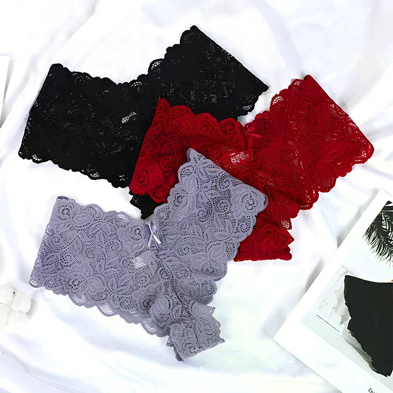 

Сексуальные женские кружевные трусики с цветочным принтом, перспективное нижнее белье с V-образной талией, однотонные трусы, дышащее нижнее белье
