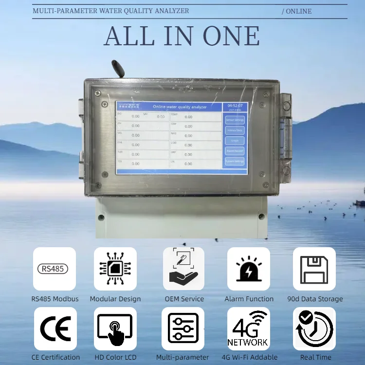 

IOT Water Quality Monitor Shrimp Farming Sensor PH DO EC TDS Multi Parameter Water Quality Tester
