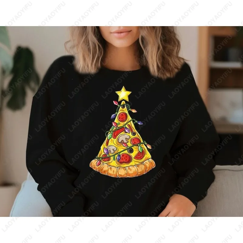 شجرة عيد الميلاد نمط شريحة البيتزا المضحكة لارتداء العطلة    هوديي المتناثرة الصيف أزياء عارضة البلوز الرجال النساء السترة #1