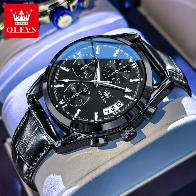 OLEVS 2987 Men Quartz Movement Wristwatch Fashion Metallic Texture Calendar Window Luminous Function Waterproof Watch