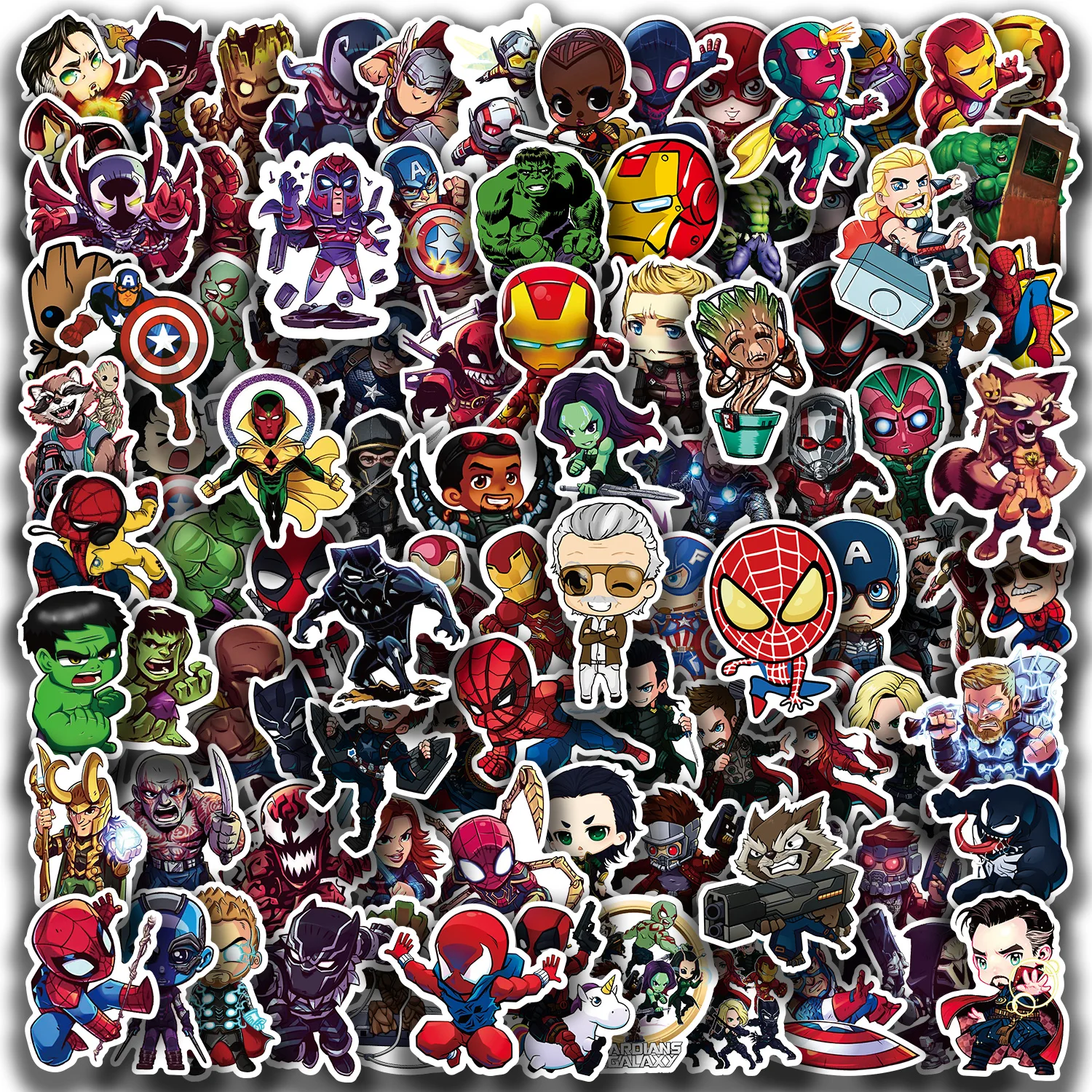 100 قطعة ملصقات المراهقين الأبطال الخارقين المنتقمون ملصقات مقاومة للماء لأجهزة الكمبيوتر المحمول زجاجة ماء ثابتة الغيتار سكيت الأمتعة
