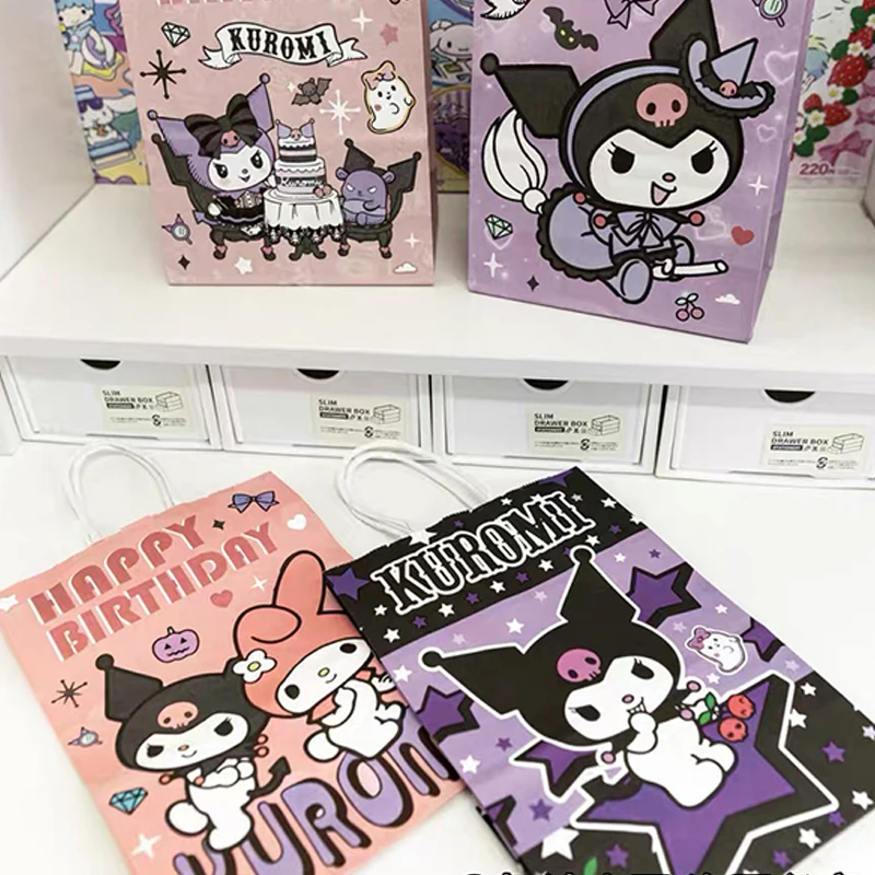 Sacos De Presente De Mão De Papel Kraft Para Crianças, Desenhos Animados Bonitos, Embalagem De Doces, Kuromi, Festa De Aniversário, Decoração DIY