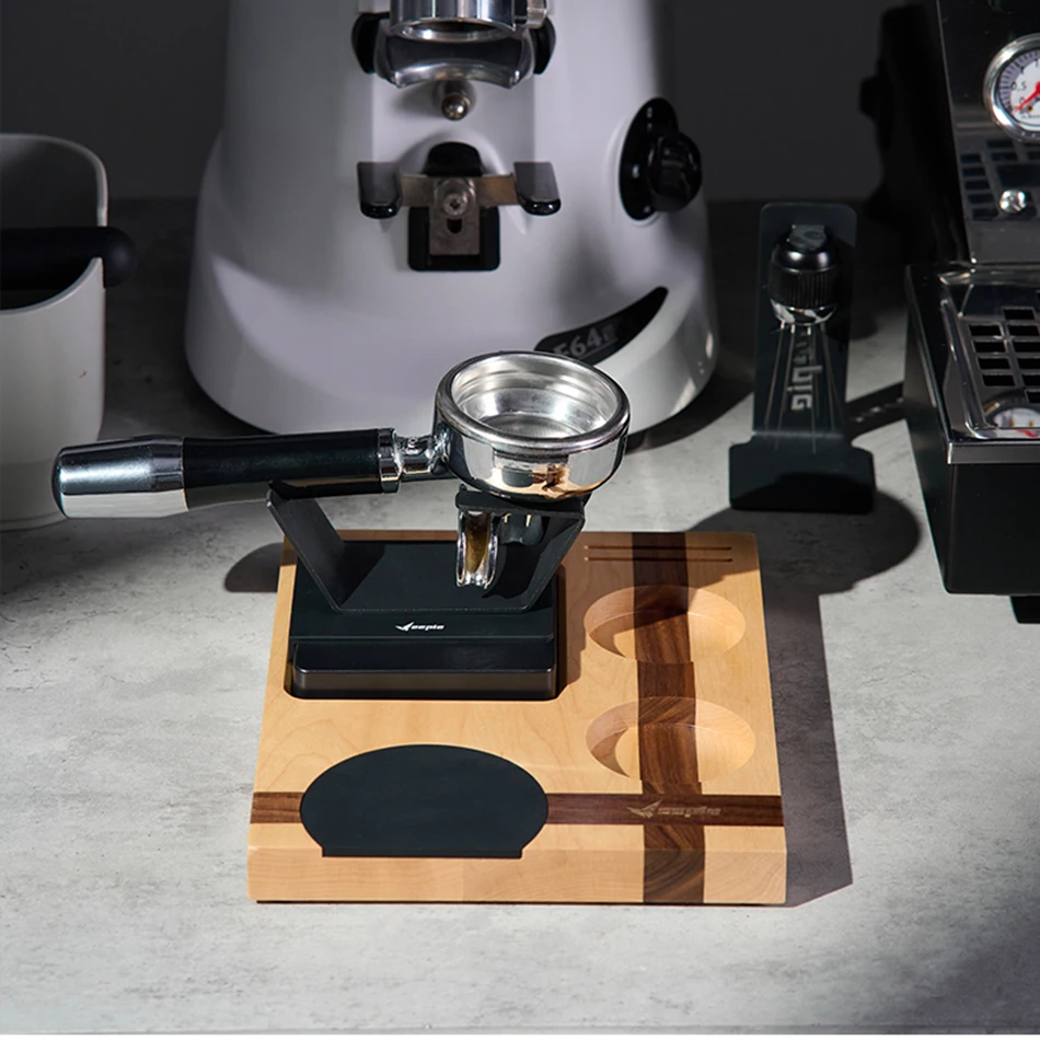 Coffee Tamper Mat Station Stand Portafilter Holder Support Base Rack Walnut Wood For 51MM 54MM 58MM Espresso Accessories Barista