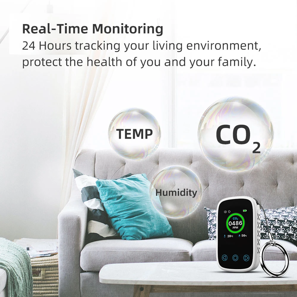 3 In 1 Air Quality Monitor CO2 Meter CO Temperature Humidity Measurement NDIR Sensor LCD Display Alarm Carbon Dioxide Detector