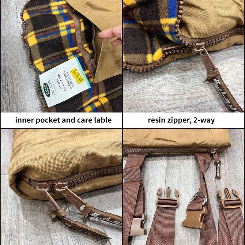 Verdickter, verbreiterter Hohlschlafsack aus Baumwolle mit Kissen, warmer Winter-Outdoor-Camping-Reiseschlafsack für kaltes Wetter – Detail 3