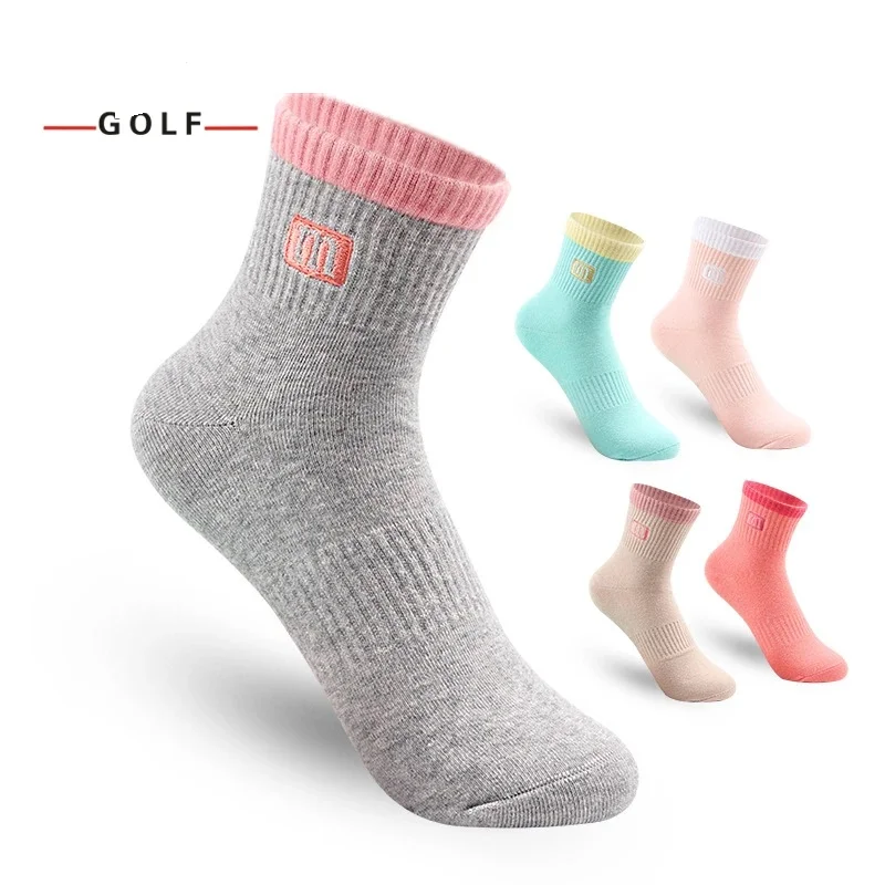 High Quality Cotton Socks Footwear Coolmax Sport Golf Cycling Ball Lady Cute Candy Golf Running Socks Solid Dry Fit Wearproof