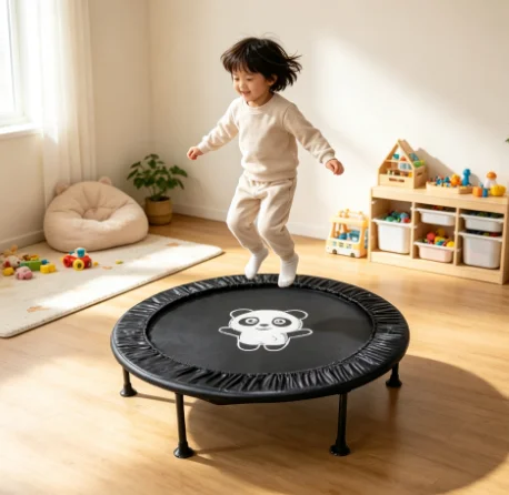 Panda Print Mini Trampoline for Kids Indoor Outdoor Safe Jumping Fitness Trampoline Home Entertainment Sports Equipment