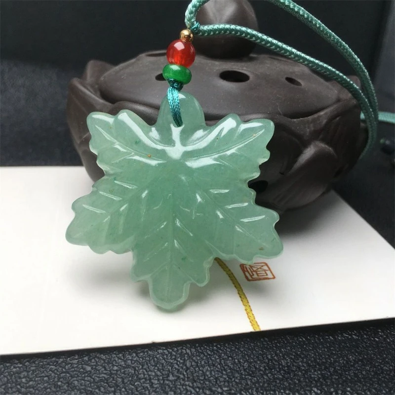 Dongling Jade Pentagonal Maple Leaf Pendant with Retro Style for Men and Women